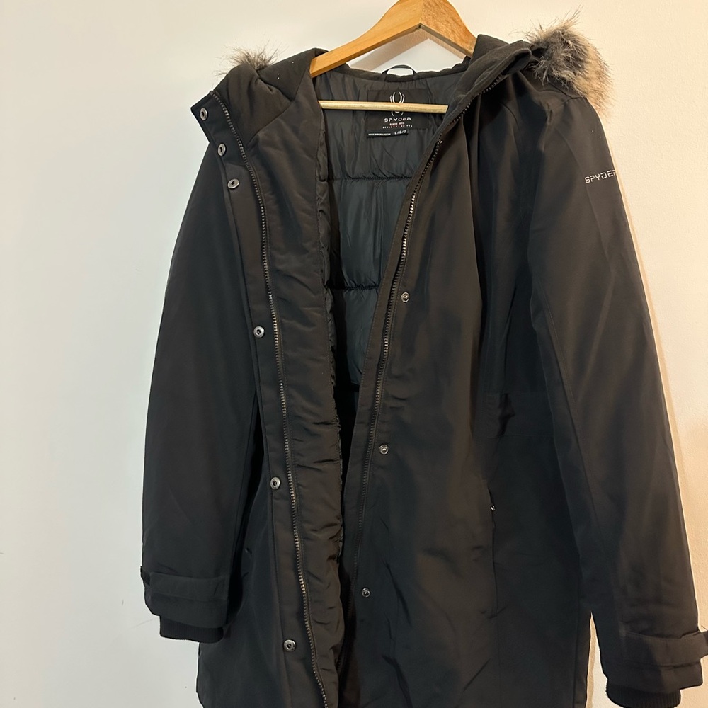 Spyder Black Winter Coat with Fur Trim
